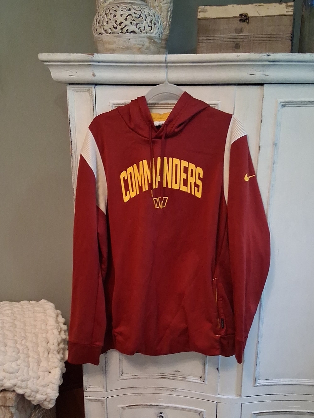 Nike Men's Crewneck Hoodie - Maroon with Yellow Accents
